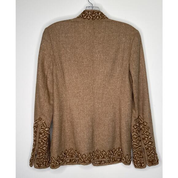 Eccoci Wool Silk Cashmere dressy Jacket with Embroidered Trim fall winter Size 0 - Picture 3 of 16